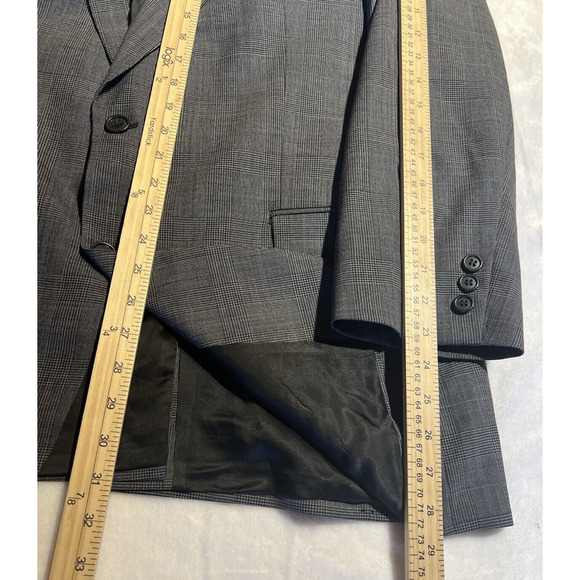Brooks Brothers Brooksease 43R 38x28+ Gray Blue Plaid 2 Piece Suit Jacket Pants - Picture 12 of 16